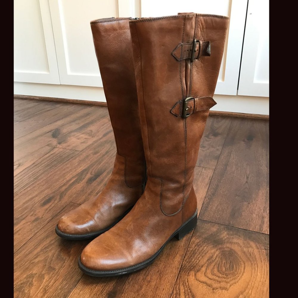 Clarks England Womens Mullin Spice Two Buckle Leather Boots Size 9 M